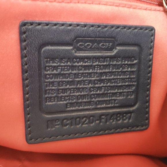 RARE**Coach bone with navy trim leather Laura handbag. - Picture 7 of 8